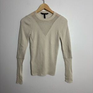 BCBGMaxazria Cream Ribbed Women's Sweater Wool Cashmere Size XS